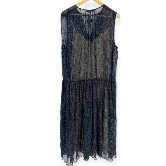 VINCE Starry Dot Dress NWT size L Whimsigoth Sheer Tiered Mini Dress Fairy - Picture 5 of 12